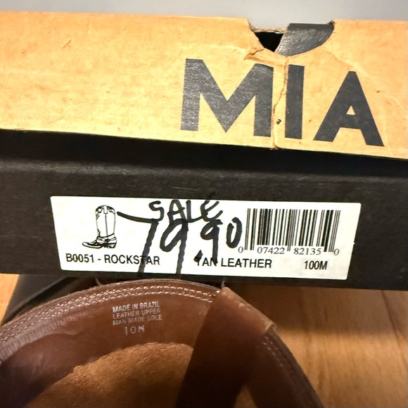 MIA Rockstar Brown Leather Cowboy Western Boots 10 - Picture 6 of 6